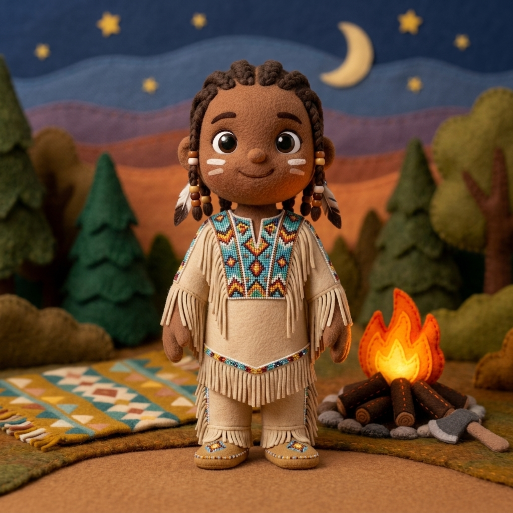 Witahemmo leads a felt ceremony around the campfire as the little niijis gather at dusk